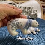 Load image into Gallery viewer, Felt Polar Bear Ornament - Mama Bear, Cub, or Family Set (Handmade &amp; Embroidered)
