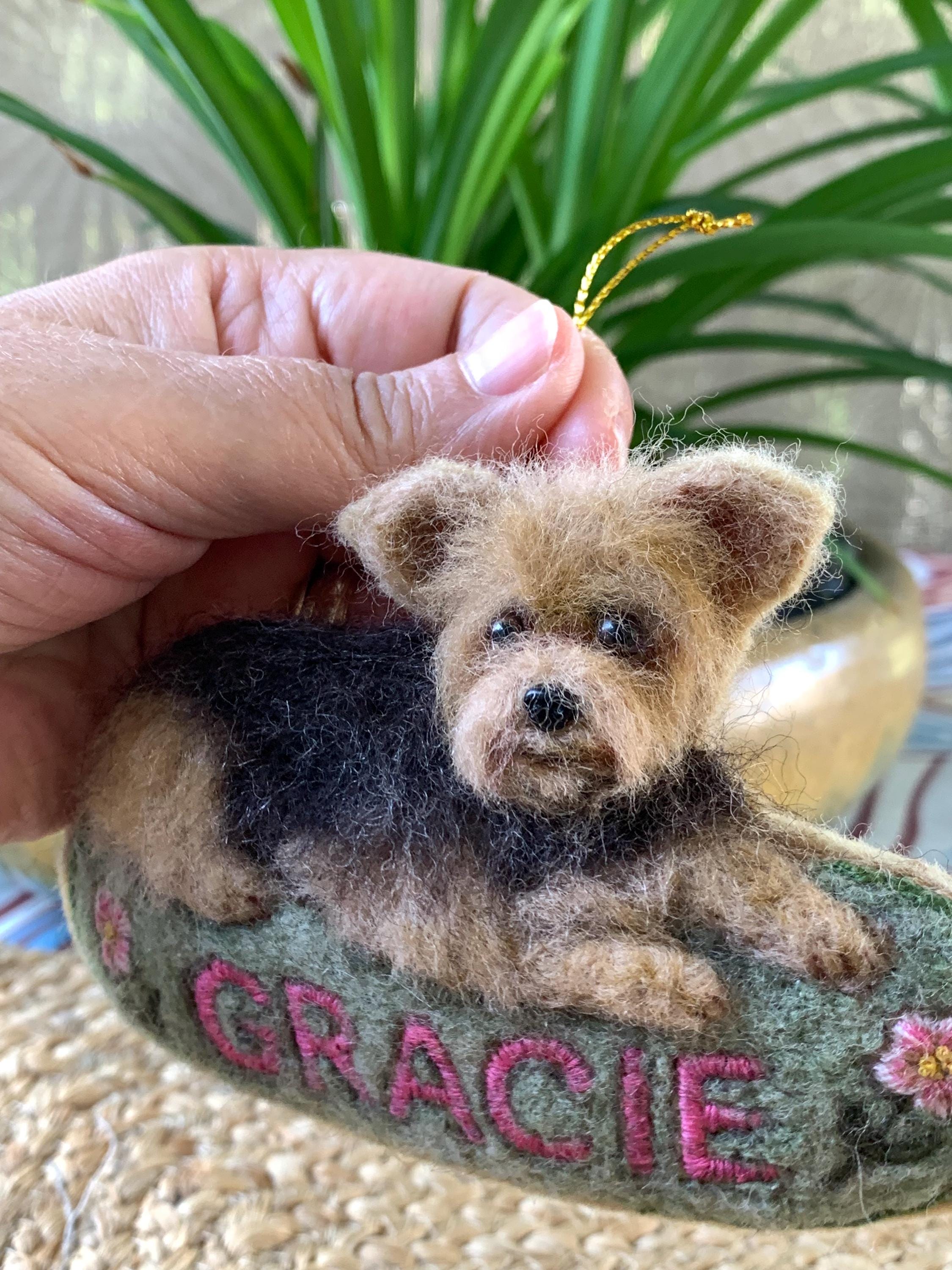 Custom Needle Felted Yorkshire Terriers Ornament: Personalized Pet Memorial Keepsake