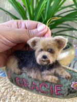 Load image into Gallery viewer, Custom Needle Felted Yorkshire Terriers Ornament: Personalized Pet Memorial Keepsake
