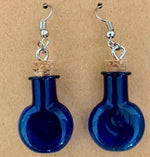 Load image into Gallery viewer, Blue Miniature Glass Bottle Earrings
