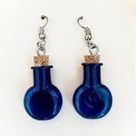 Load image into Gallery viewer, Blue Miniature Glass Bottle Earrings
