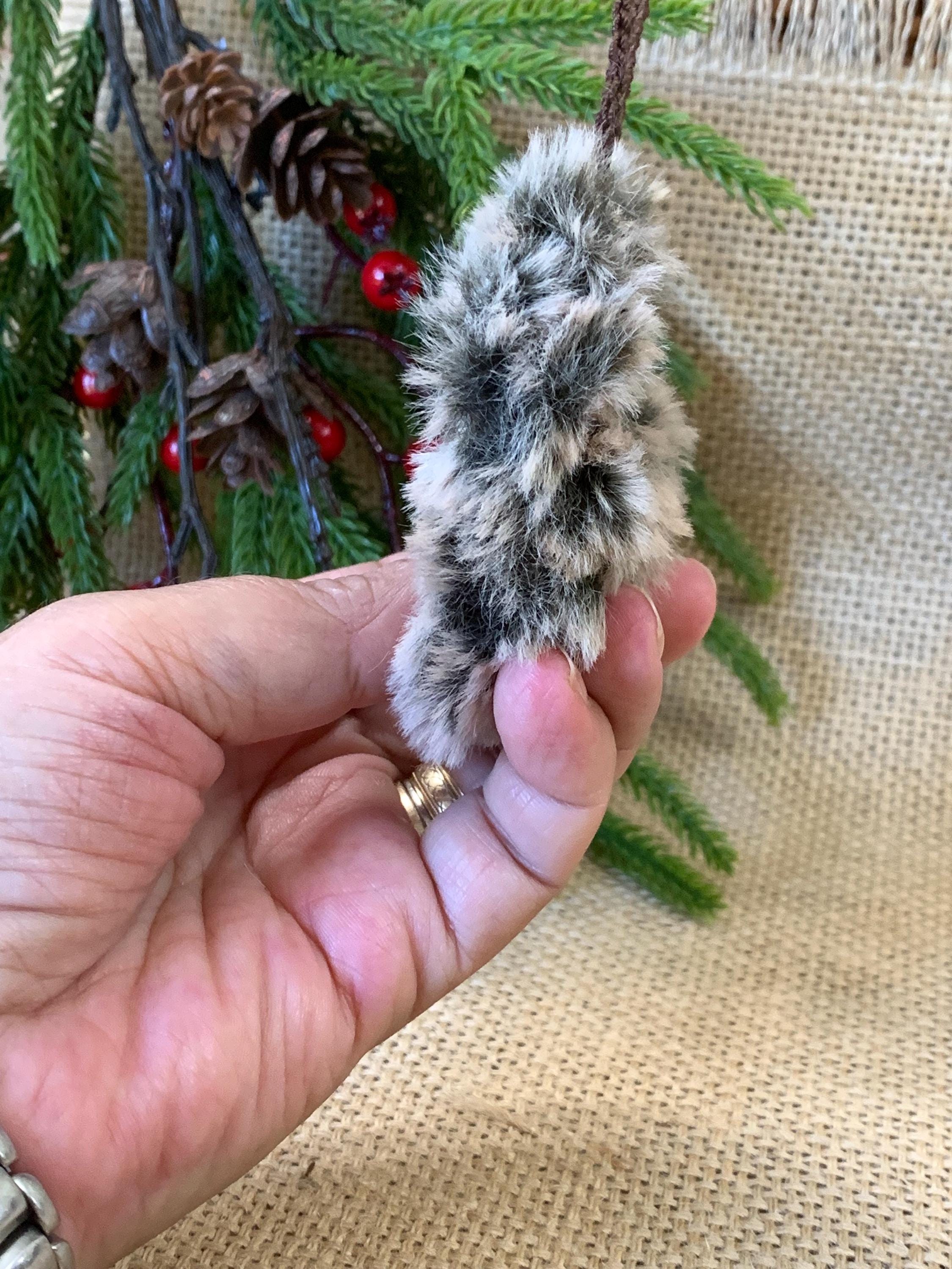 Set of 2 Handmade Fuzzy Owl Ornaments – 3” Flat Owls with Crochet Hangers