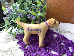 Personalized Lab Ornament with a crochet collar