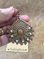 Load image into Gallery viewer, Handmade Crochet Earrings with Wooden Beads – Boho Style
