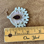 Load image into Gallery viewer, Handmade Crochet Teardrop Earrings with Gold Beads – Boho Statement Jewelry
