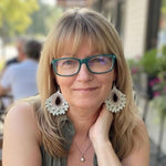 Load image into Gallery viewer, Handmade Crochet Teardrop Earrings with Gold Beads – Boho Statement Jewelry
