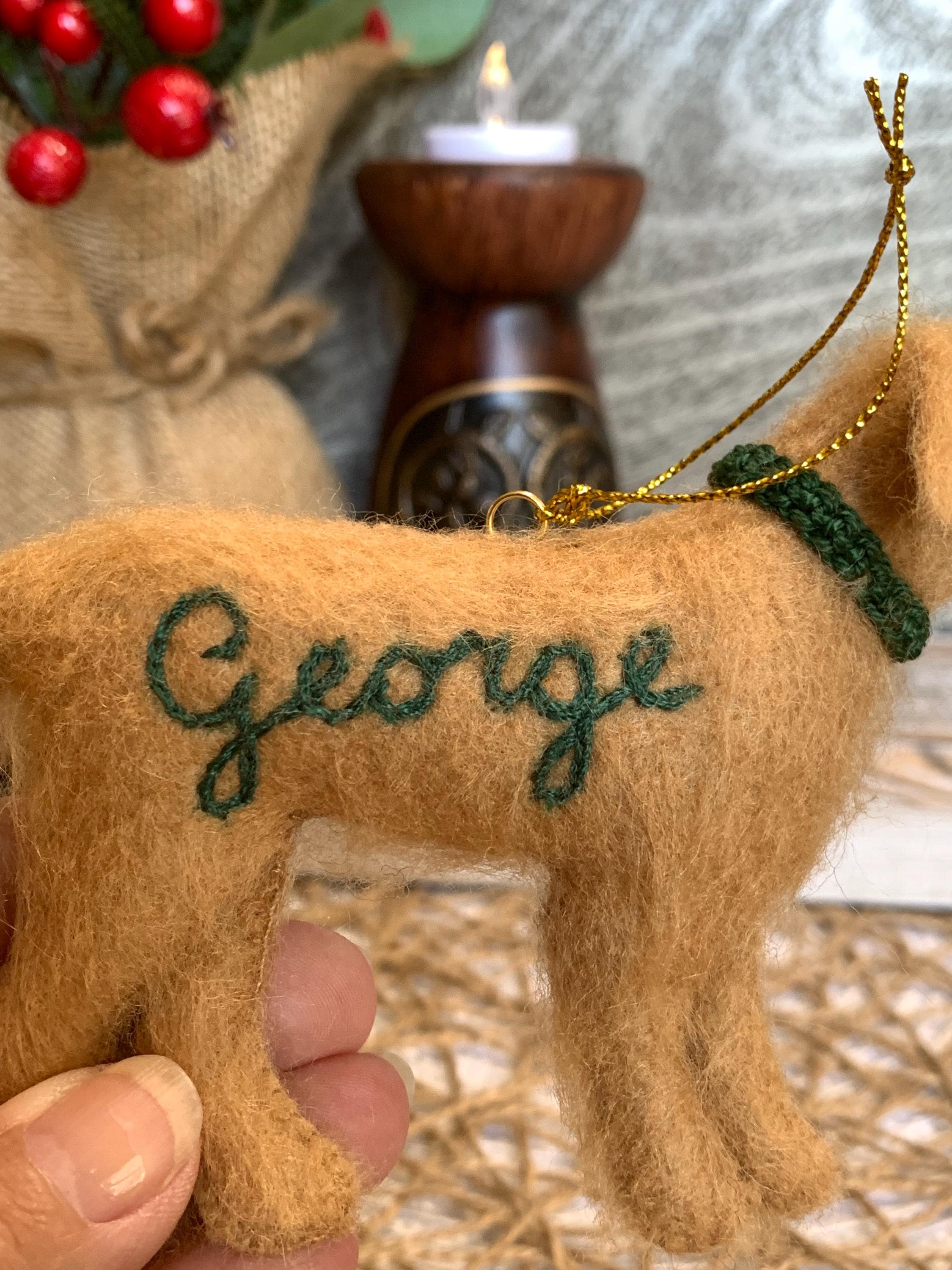 Personalized Golden Retriever Felt Ornament-Valentines Day Gift