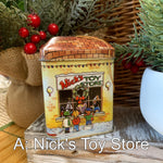 Load image into Gallery viewer, Vintage Tin Box Company Christmas Village Tins – Set of 4 (Toy Store, Snowy Creek Public School, Red Brick Schoolhouse, General Store)
