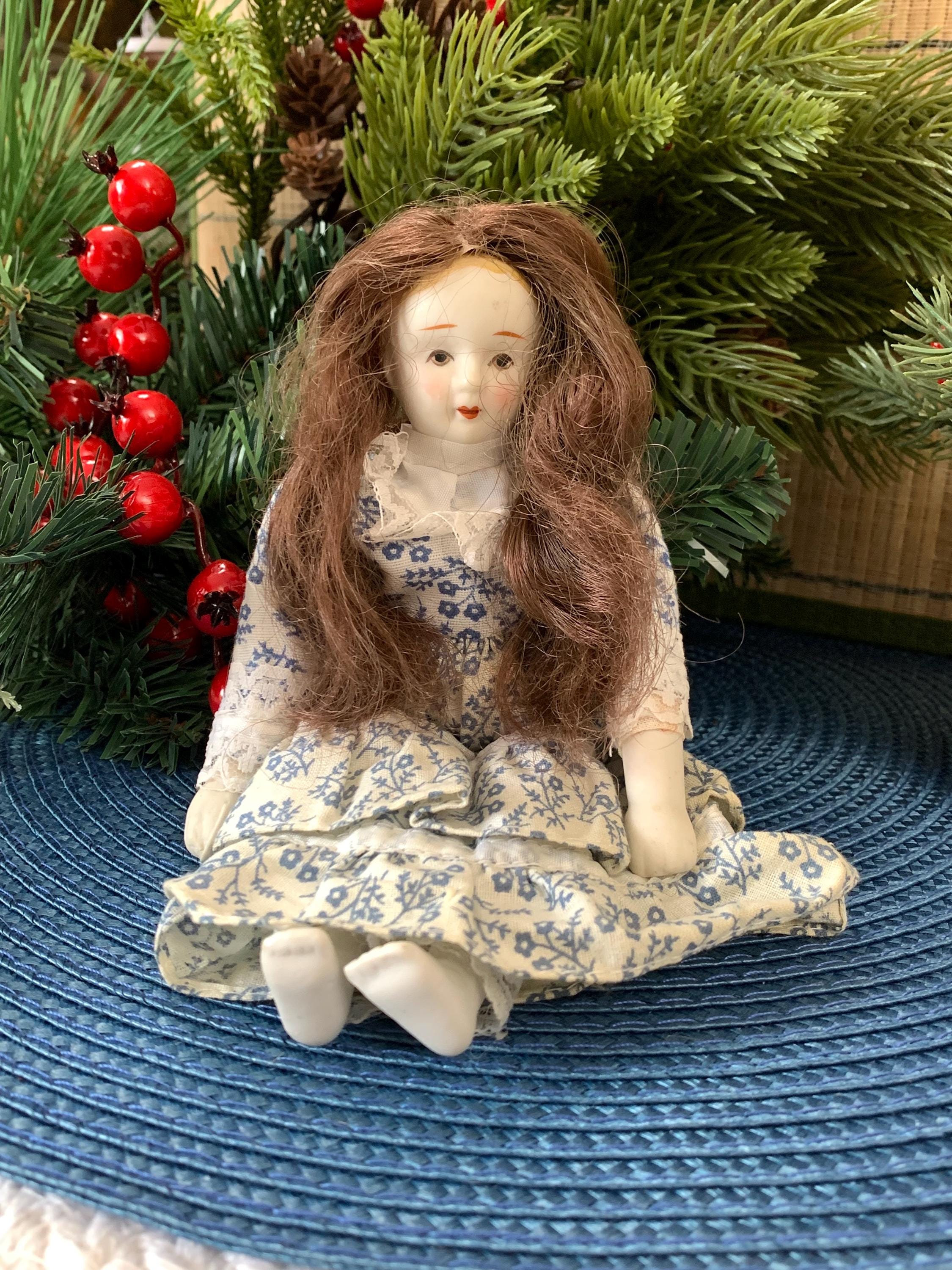 Set of 3 Porcelain Hanging Dolls – Vintage-Style Decorative Reproduction Dolls