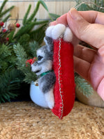 Load image into Gallery viewer, Needle Felted Husky Puppy Stocking Ornament

