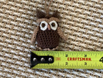 Load image into Gallery viewer, Handmade Amigurumi Owl Ornament – 2” Crochet Woodland Bird with Wooden Bead Eyes and Needle Felted Tufts
