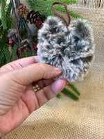 Load image into Gallery viewer, Set of 2 Handmade Fuzzy Owl Ornaments – 3” Flat Owls with Crochet Hangers
