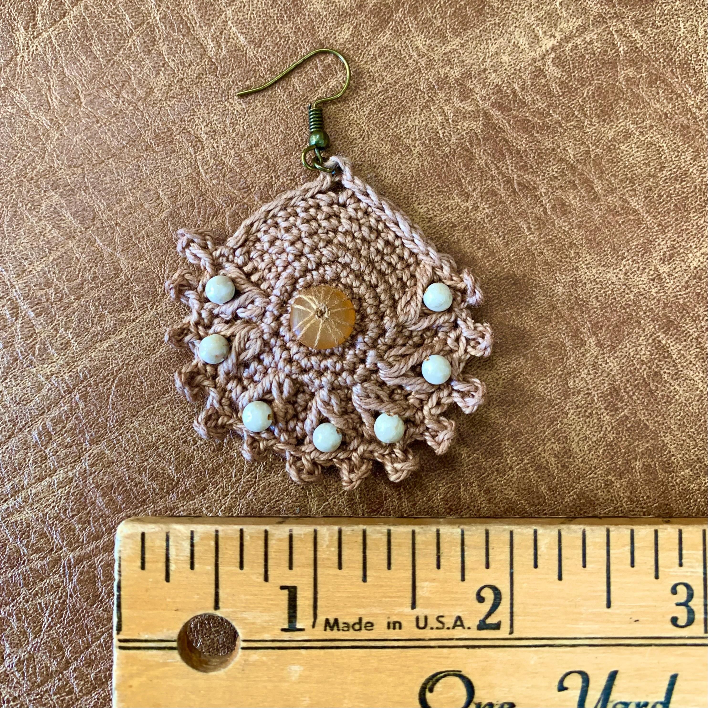 Handmade Crochet Earrings with Wooden Beads – Boho Style