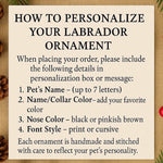 Load image into Gallery viewer, Personalized Red Fox Lab Ornament with a crochet collar
