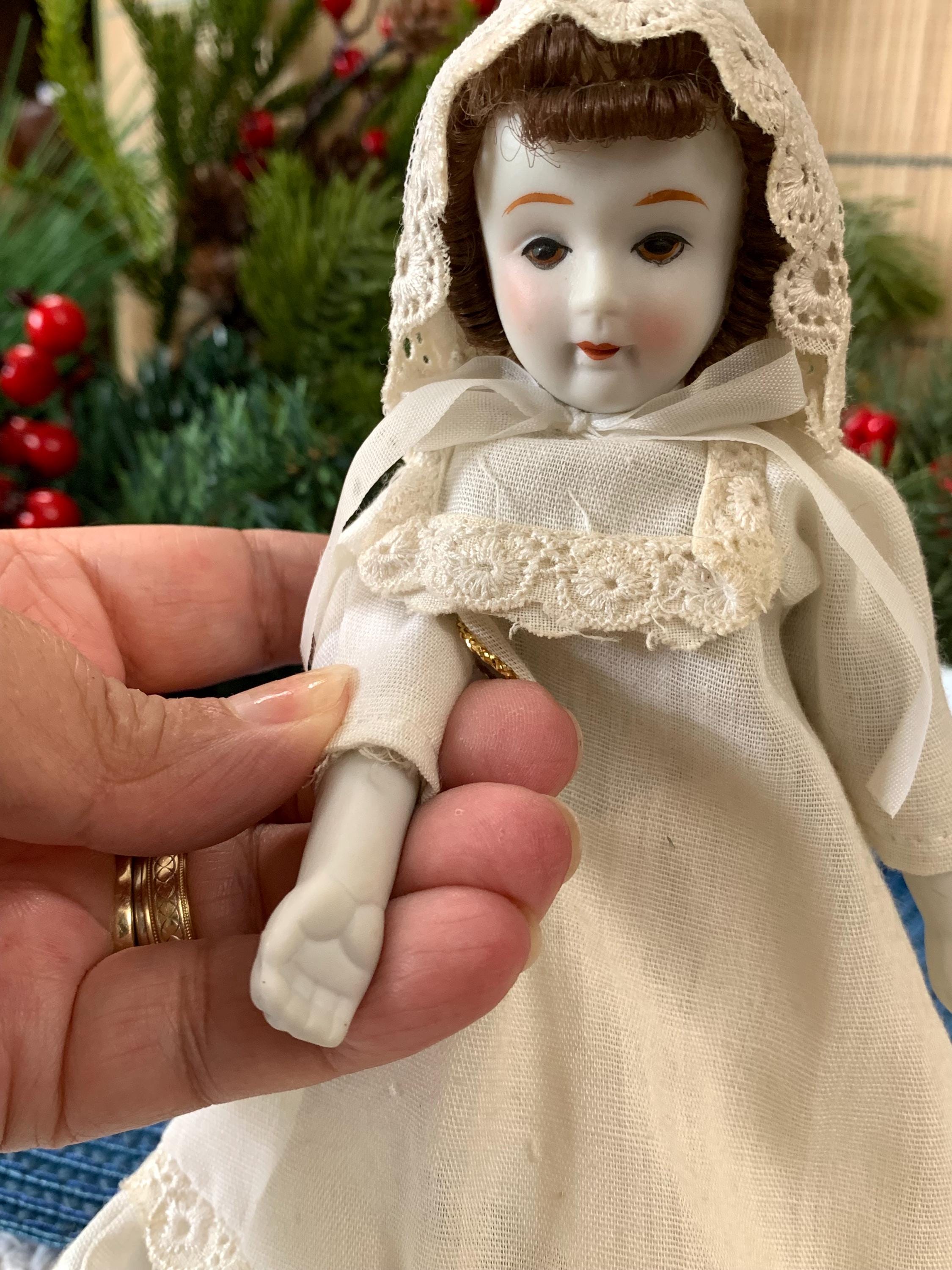 Set of 3 Porcelain Hanging Dolls – Vintage-Style Decorative Reproduction Dolls