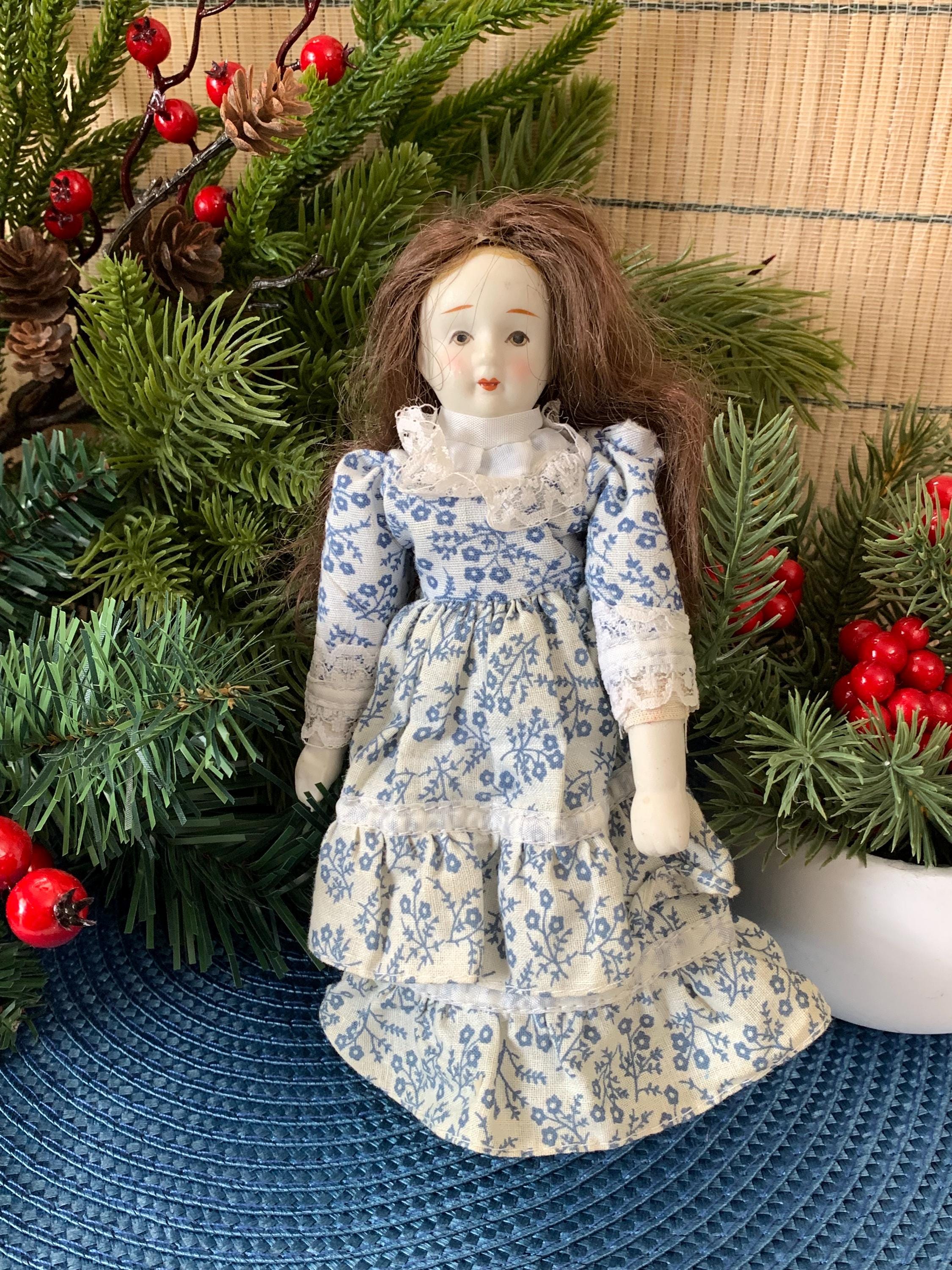 Set of 3 Porcelain Hanging Dolls – Vintage-Style Decorative Reproduction Dolls