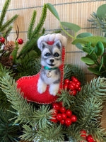 Load image into Gallery viewer, Needle Felted Husky Puppy Stocking Ornament
