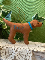 Load image into Gallery viewer, Personalized Red Fox Lab Ornament with a crochet collar
