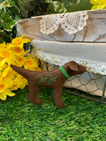 Load image into Gallery viewer, Personalized Chocolate Lab Ornament with a crochet collar
