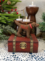 Load image into Gallery viewer, Personalized Chocolate Lab Ornament with a crochet collar
