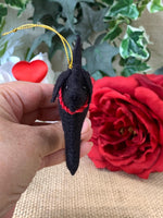 Load image into Gallery viewer, Personalized Black Lab Ornament with a crochet collar
