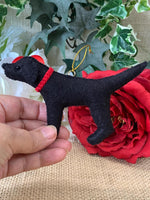 Load image into Gallery viewer, Personalized Black Lab Ornament with a crochet collar
