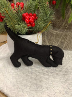 Load image into Gallery viewer, Black Lab Yoga Dog Ornament – Bowing Lab – Personalized or Namaste
