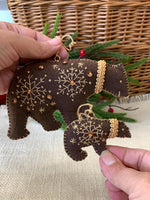 Load image into Gallery viewer, Embroidered Brown Bear Ornament-Felt Ornament-Log Cabin Decoration
