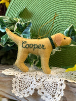 Load image into Gallery viewer, Personalized Yellow Lab Ornament with a crochet collar
