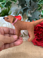 Load image into Gallery viewer, Personalized Red Fox Lab Ornament with a crochet collar
