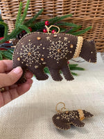 Load image into Gallery viewer, Embroidered Brown Bear Ornament-Felt Ornament-Log Cabin Decoration
