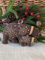 Load image into Gallery viewer, Embroidered Brown Bear Ornament-Felt Ornament-Log Cabin Decoration
