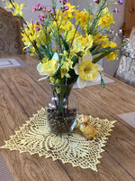 Load image into Gallery viewer, Pale Yellow Crochet Doily - Square Table Centerpiece - Cottage Style Decor
