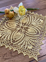 Load image into Gallery viewer, Pale Yellow Crochet Doily - Square Table Centerpiece - Cottage Style Decor
