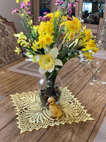 Load image into Gallery viewer, Pale Yellow Crochet Doily - Square Table Centerpiece - Cottage Style Decor
