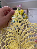 Load image into Gallery viewer, Pale Yellow Crochet Doily - Square Table Centerpiece - Cottage Style Decor
