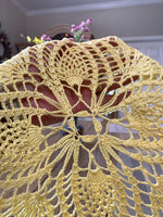 Load image into Gallery viewer, Pale Yellow Crochet Doily - Square Table Centerpiece - Cottage Style Decor

