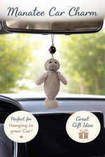 Load image into Gallery viewer, Handmade Felt Manatee Ornament - Car Rearview Mirror or Purse Charm
