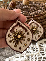 Load image into Gallery viewer, Crochet &amp; Glass Bead Statement Earrings - Bohemian Fiber Art
