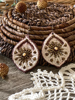Load image into Gallery viewer, Crochet &amp; Glass Bead Statement Earrings - Bohemian Fiber Art
