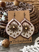 Load image into Gallery viewer, Crochet &amp; Glass Bead Statement Earrings - Bohemian Fiber Art
