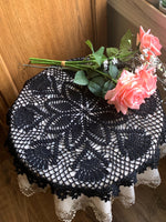 Load image into Gallery viewer, 25 inch Black Round Crochet Doily
