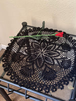 Load image into Gallery viewer, 25 inch Black Round Crochet Doily
