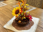 Load image into Gallery viewer, 12” Textured Crochet Table Centerpiece – Mocha Brown – Original Tinibaybeez Design
