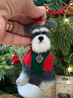 Load image into Gallery viewer, Hand Stitched Felt Schnauzer Ornament – Salt and Pepper Schnauzer
