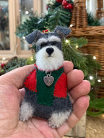 Load image into Gallery viewer, Hand Stitched Felt Schnauzer Ornament – Salt and Pepper Schnauzer
