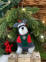 Load image into Gallery viewer, Hand Stitched Felt Schnauzer Ornament – Salt and Pepper Schnauzer
