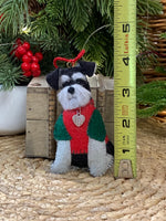 Load image into Gallery viewer, Hand Stitched Felt Schnauzer Ornament – Black and Silver Schnauzer
