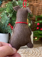 Load image into Gallery viewer, Hand Stitched Felt Schnauzer Ornament – Brown Liver Schnauzer
