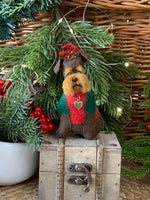 Load image into Gallery viewer, Hand Stitched Felt Schnauzer Ornament – Brown Liver Schnauzer
